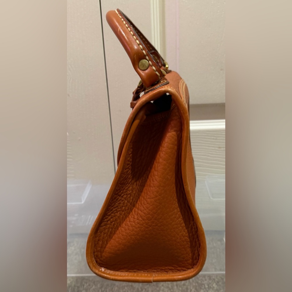 Vintage Dooney & Bourke Carpet Bag Small R47 Brown and Tan Purse Satchel Tote - Picture 5 of 7